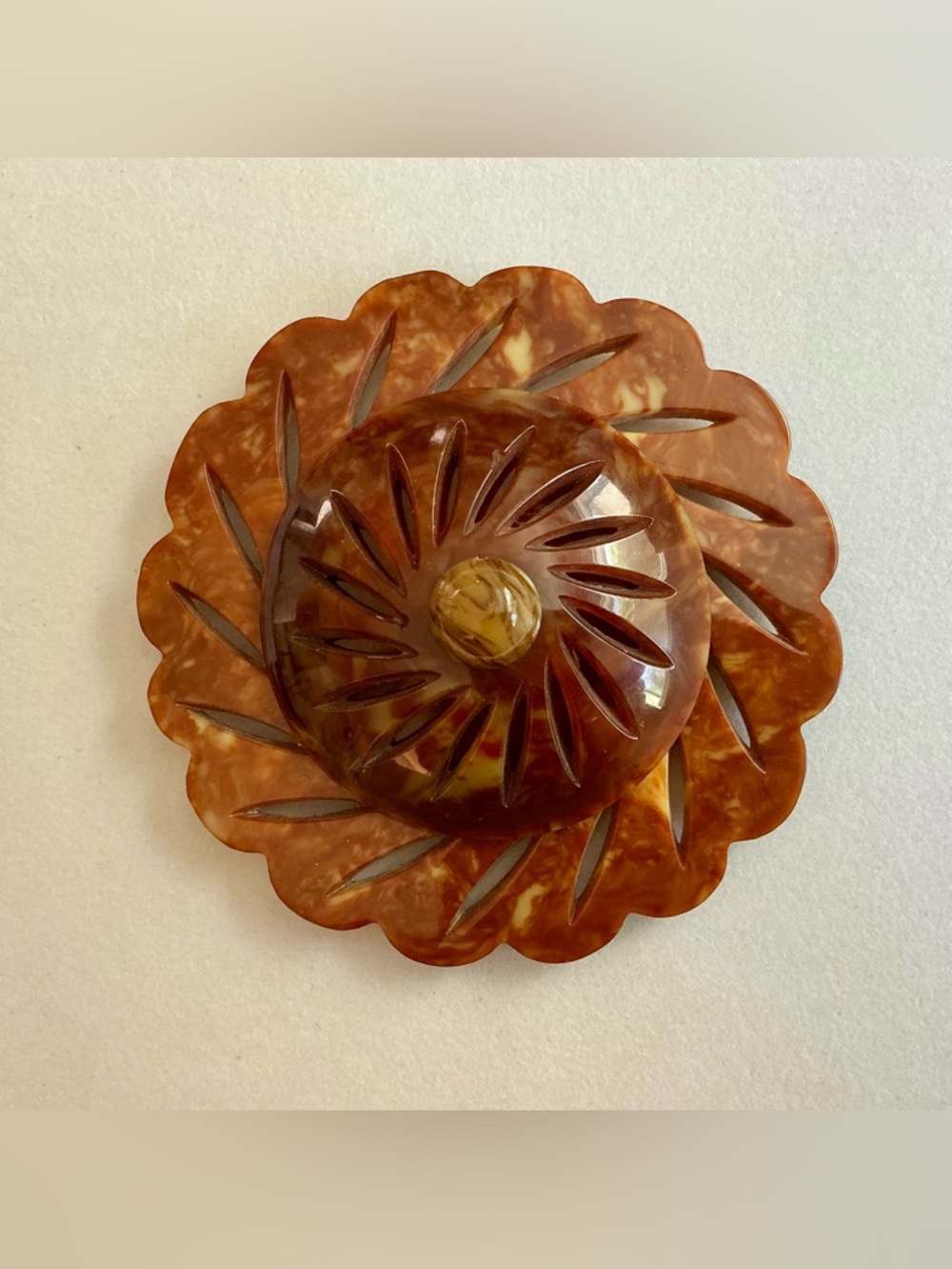 Vintage French *Blackbird* Caramel Rootbeer Bakelite Belt Buckle or Pendant